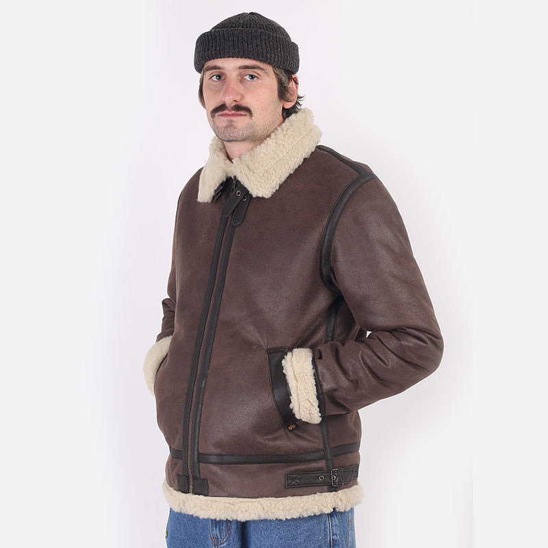 мужская коричневая куртка Alpha Industries B-3 Sherpa Mod MLB49500C1 deep brown - цена, описание, фото 3